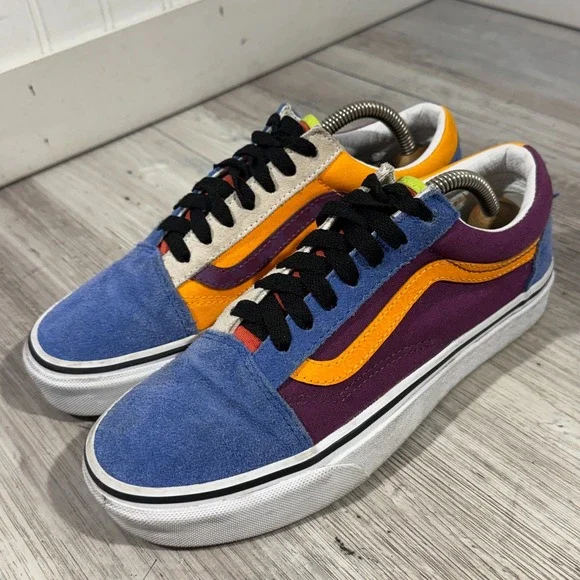 Vans Classic Old Skool "Mix and Match" Women's Sz 7 Blue Purple Orange EUC - Picture 2 of 8